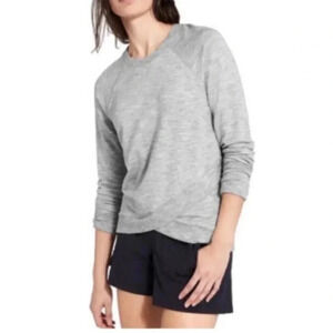 Athleta Criss Cross Hem Longsleeve Sweatshirt Heathered Gray Size Large